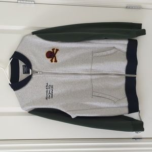 Abercrombie Fitch Skull Gray Fleece Jacket Colorblock